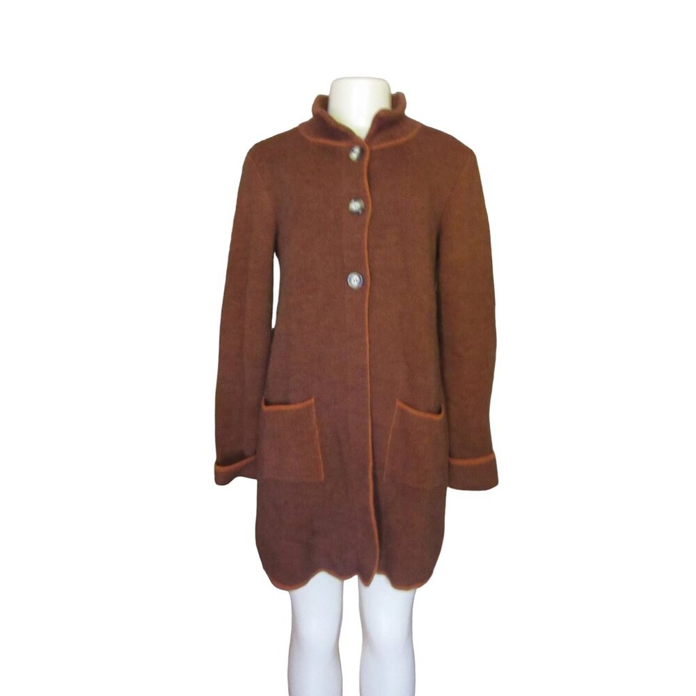 Gio &  Gio Made in Italy Brown Knit Long Sleeve Button Down Long Cardigan Small